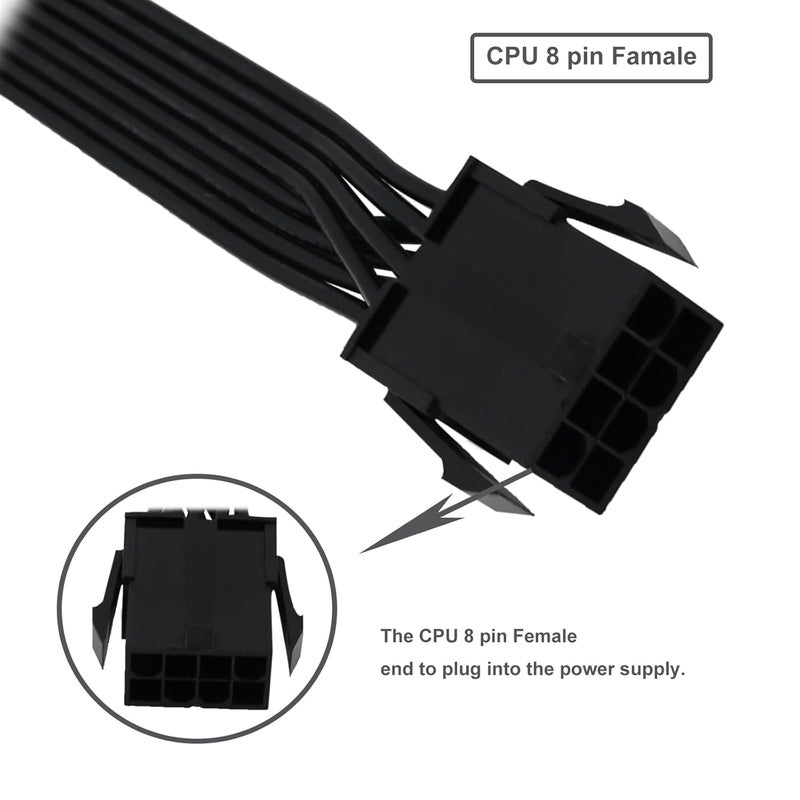 COMeap CPU 8 Pin Extension Cable CPU 8-Pin Female to 8 (4+4) Pin Male EPS 12V Extension for Motherboard (Not PCIe VGA) 33 inch (84 cm) - Image 4